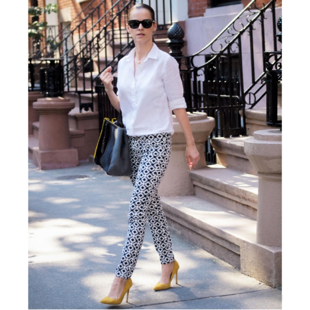 J Crew Black/White Aztec Geo Print Stretch Jeans